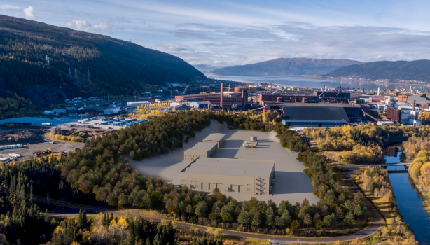 Illustrasjon av hvordan en fabrikk på Råjerntomta kan se ut.
